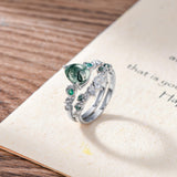 Oseew Natural Moss Agate Ring for Women 2CT Pear Cut 2 Pieces Engagement Ring Set 10K/14K/18K Solid Gold/Sterling Silver Wedding Vintage Leaf Bridal Promise Ring with Gift Box