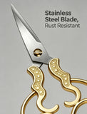 2 PCS Fabric Scissors with 2 Covers- 5-Inch Retro Stainless Steel Precision Scissors, Corrosion & Rust Resistant, Sharp Cutting, Lightweight–Suitable for Embroidery Thread, Paper, Yarn