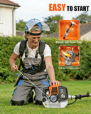 Upgraded Gas Weed Eater, 52CC Weed Wacker Gas Powered, 2-Cycle Engine String Trimmer Easy Start Comfortable Handle and Double Shoulder Straps for Garden Lawn Edge Trimming