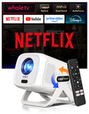 Xgody Gimbal N5 Compatible with Netflix & Auto Focus Keystone Smart Mini Projector with WiFi6 and Bluetooth, Portable Projector Native 1080P & Voice Controlled, 4K Home Movie Projector, White