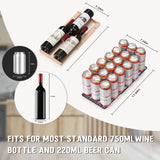 Antarctic Star Wine and Beverage Refrigerator, 24 Inch Dual Zone Wine Cooler with Glass Door, Built in or Under Counter Wine Fridge with Blue LED Light,18 Bottles and 66 Cans Capacity Beverage Cooler