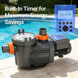3HP Variable Speed Pool Pump for In Ground and Above Ground Pools 220V