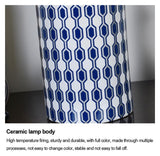 Table Lamp Porcelain Vase Desk Lamp Painting Glazed Bedroom Bedside Lamp with Fabric Lampshade Study Reading Lamp Office Night Lamp