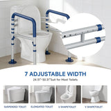 Loyoda Steel Toilet Safety Rail for Seniors with Adjustable Height and Width - 11.7lbs Heavy-Duty Foldable Toilet Handle for Toilet Support, Elderly and Accessibility Aid （Blue）