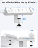 Jgstkcity Desk Clamp Power Strip 40W USB C,8 Outlets,8 USB,6FT,White