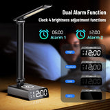 ELMWAY Alarm Clock with Lamp, Wireless Charging, USB-C & USB Ports, AC Outlets, Bedside Digital Clock Charging Station with Night Light, Loud Dual Alarm for Heavy Sleepers, Kids, Teens & Adults