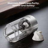 MaNhiBeiBei Electric Salt and Pepper Grinder Set One-hand Operated, Adjustable Coarseness, Stainless Steel body Ceramic Burrs,Pepper Shakers Mills with LED Light,House Warming Cooking Gift (2)
