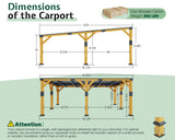 Jocisland 20x20x9.2 FT Heavy Duty Cedar Wood Carport for 2 Cars