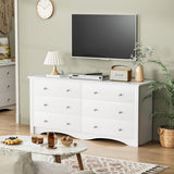 YESHOMY White Wood Dresser with 6 Drawer, Cabinets Dressers Wood Dresser Cabinet, Organizer Drawers for Bedroom, Living, Hallway