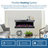 Touchstone Chesmont Smart Electric Fireplace- Wall Hanging Fireplace with 50" Wide Black Floating Mantle- Alexa/WiFi Enabled-10 Color-1,500W Heater- Crystals & Driftwood-Model 80034