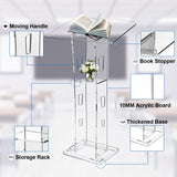 Acrylic Podium Stand, 43” Pulpit for Churches with 15 Colors Adjustable, Modern Lectern with Storage Shelf for Classroom