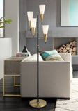 Possini Euro Design Quatro Mid Century Modern Tree Floor Lamp 71" Tall Black Warm Gold Metal 4-Light Frosted Glass Cone Shades Decor for Living Room Reading House Bedroom Home Office House