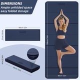 Foldable Yoga Mat, 74"Lx32"Wx1/3"Thick, Folding Exercise Mat, Non-slip Wide Pilates Mats for Home Workout/Travel, Portable Yoga Mat Thick (Navy Blue)