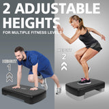MIIUDGIG 18'' Adjustable Aerobic Step Platform, Adjustable Fitness 4-6in Exercise Stepper Workout with 2 Risers, Aerobics Stepper Workout Stepper for Home Gym Cardio Strength & Training (Red)