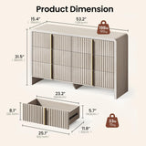 ModernMate Fluted 6 Drawer Dresser for Bedroom, 53.2" Wide Chest of Drawers, Modern Storage Cabinet with Anti-Tip Design, Wood Clothes Organizer with Metal Handles, Grey