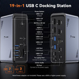 TobenONE 19-in-1 Laptop Docking Station Dual Monitor,10 USB C/A,2×4K HDMI