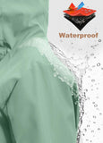 ATLASLAVA Rain Jacket Women Waterproof Long Raincoat Hood Lightweight Windbreaker Outdoor Coat LIGHT GREEN L