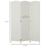 Room Divider 3 Panel, 6FT Tall Folding Privacy Screen, Freestanding Hand-Woven Partition for Room Separation with 360°