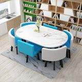 Oval Dining Table Set 6 Chairs Office Conference Reception Table Negotiation Business Coffee Table