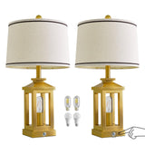 G-SAFAVA 24" Table Lamps for Living Room Bedroom Modern Gold Bedside Lamps Set of 2 Nightstand Lamps for Night Stands 3 Way Dimmable Touch Lamp with USB C+A Ports and 2 Light Sources, 4 Bulbs Includes