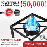 18QT Outdoor Propane Fish Fryer | 50,000 BTU Propane Deep Fryer | Includes 2 Baskets | Lid | Cover | 9" Fryer Tong & 6" Thermometer | Perfect for Cooking Fish, Chicken Wings, and Fries