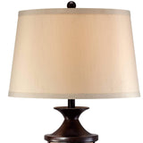 John Timberland Mission Cage Table Lamps 33" Tall Set of 2 with Nightlight Lantern Brushed Iron Brown Beige Fabric Shade for Living Room Bedroom House Bedside Nightstand Home Office Entryway