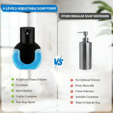 Ipefan Automatic Soap Dispenser Touchless,Rechargeable Foaming Soap Dispenser,15oz/420ml Smart Hand Soap Dispensers,4-Level Adjustable,Wall Mount for Bathroom Kitchen Dish Soap,Hands-Free (Black)