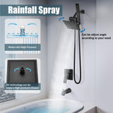 Aolemi Shower Tub Faucet Set with Handheld Spray Shower System Single Shower Rainfall Head and Handle with Tub Spout Combo Rough-in Valve Included Shower Trim Kit 6 Inch Shower Head, Matte Black