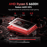 NIMO 17.3" FHD Gaming Laptop, AMD Ryzen 5 6600H (Beat i7-1165G7, 6-Core up to 4.5GHz) 16GB DDR5 RAM 512GB SSD, Radeon 660M Graphics 100W PD Backlit Keyboard Fingerprint Computer for Student & Business