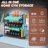 Dumbbell Rack Weight Stand Only - Adjustable Weight Rack for Dumbbells, Home Gym Storage Rack for Yoga Mat Foam Roller Kettlebells, Workout Equipment Storage Organizer With Wheels