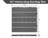PrimeZone 216 PCS Plastic Interlocking Patio Deck Tiles Outdoor All Weather
