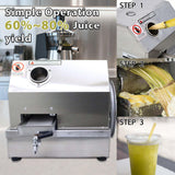 JARYANNIX Manual Sugar Cane Juicer Machine, 330 LBS/H High Output Commercial Sugarcane Juice Machine, 3-Roller Stainless Steel Sugarcane Juicer Extractor with Filter Box