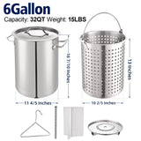 ARC 32QT Stock pot Seafood Boil Pot and Propane Stove Outdoor Cooker, Stainless Steel Crawfish Boil Pot with Basket and Steamer Rack, Burner for Outdoors Cooking and Steaming