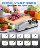 LEFUGO Electric Knife Sharpener for Kitchen Knives, Detachable Sharpening Head, 3-Stage Knife Sharpener Electric, 100% Diamond Abrasive, 15-Degree Precision Angle, Fast Sharpening, Polish (Silver)