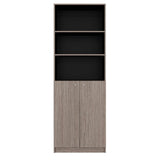Tuhome Home 71" Tall Standard Bookcase with 6 Open Storage Shelves, 2 Doors, Closed Back, Freestanding Living Room, Office or Bedroom Storage (Model M4), Silver Oak/Wenge