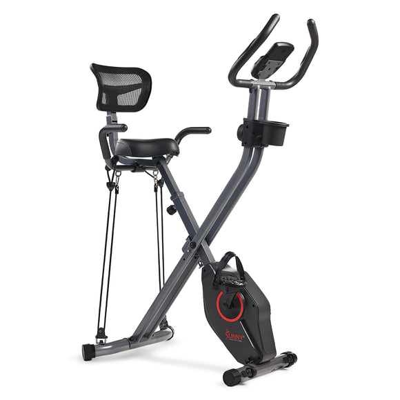 Sunny Health & Fitness Foldable Magnetic Stationary Exercise X-Bike Pro, 300 LB Capacity, Low-Impact, 14-Level Resistance, Ergonomic Support, SunnyFit App Enhanced Connectivity - SF-B223012 Sunny Health & Fitness