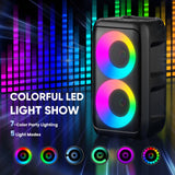 Karaoke Machine for Adults Kids, Portable Bluetooth Speaker with 2 Wireless Microphones, TWS Mode & LED Light, 10H Battery PA System, Home Party Outdoor Camping Birthday Gifts (Black)