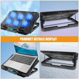 Laptop Cooling Pad and USB Ports with 6 Fans, Adjustable Stand