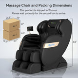 Real Relax Massage Chair Full Body of Dual Core S Track,Zero Gravity Realiner with App Control,Bluetooth,Foot Roller,Home or Office Use,Black and Gold