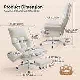 Cross Legged Office Chair with Footrest, Big and Tall Comfy Ergonomic Reclining Executive Chair Wide Seat with Flip-Down Armrests