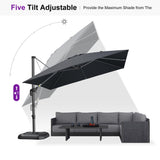 PURPLE LEAF Patio Umbrella Outdoor 10' x 10' Square Easy Assembly Black