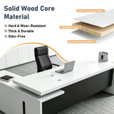 L Shaped Office Desk,1″Thick Tabletop,Large Office Desk with Storage Cabinet,Modern Computer Desk for Home Office