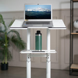 Mobile 24 x 16 inch Lectern Podium, Height Adjustable Steel Rolling Laptop Cart on Wheels