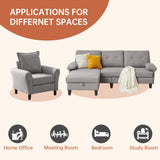 Chireca 3 Piece Convertible Sectional Sofa Set, Modern Linen Fabric Small Couch with Movable Storage Ottoman & Chaise, 4-Seat Sofa Couches for Living Room, Home Office, Apartment, Light Grey