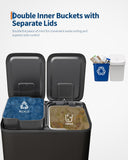 Double Trash Can, 2 x 8 gal (2 x 30 L) Garbage Can for Kitchen Dual Compartment Recycling Kitchen Step Trash Bin