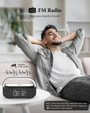 COLSUR Bluetooth Speaker with Wireless Charger, FM Radio, Dimmable LED Night Light, Stereo Sound Dual Wireless Speakers, 2500mAh Portable Speaker for Home Decoration, Bedroom, Office, Gift