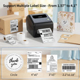 Bluetooth Thermal Shipping Label Printer with Built-in Label Bin, Wireless 4x6 Label Printer for iPhone, Android, Windows & Mac, Includes 50 Labels, Works with USPS, UPS, Amazon, Etsy, Shopify, Black