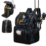 RUCYEN Fishing Backpack, 45L Large Cooler Fishing Tackle bag with Rod Holders & Rain Cover, Water-resistant Store Fishing Gear