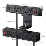 VILONG Dual Layer Desk Clamp Power Strip, 20W USB-C, 700J Surge Protector