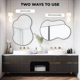 WallBeyond Irregular Wall Mirror – Asymmetrical Mirror with Aluminum Alloy Frame, Decorative Wall Mirror for Living Room, Bedroom, Bathroom, and Entryway 36" H x 24" W (Black)